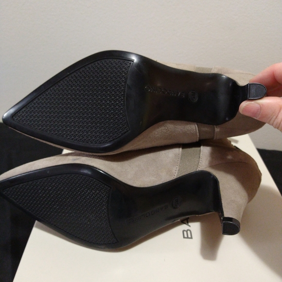 Bandolino Bari Beige Suede Kitten Ankle Booties - Picture 6 of 13